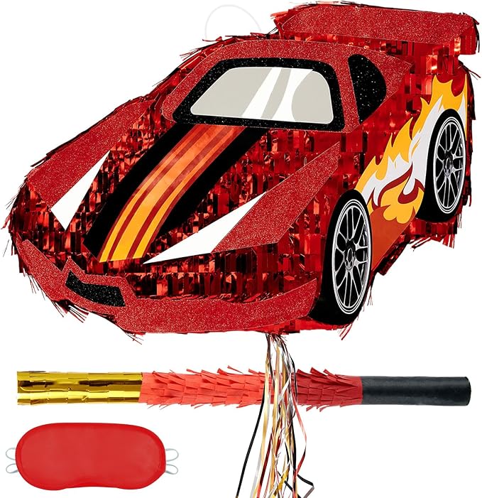 WERNNSAI Race Car Piñata - Race Car Birthday Decorations Truck Car Piñata Bundle with Blindfold and Bat Monster Truck Party Favors for Kids Boys Exciting Party Games Supplies