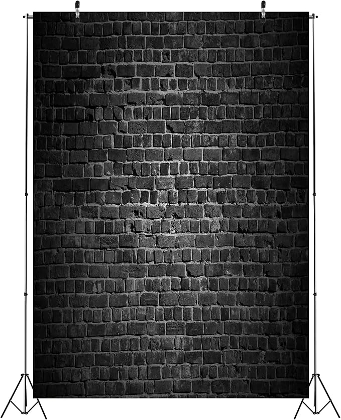 BELECO 8x10ft Fabric Black Brick Wall Backdrop Vintage Black Bricks Background for Themed Party Decorations Birthday Photoshoot Home Wall Decor Photo Booth Studio Photography Props
