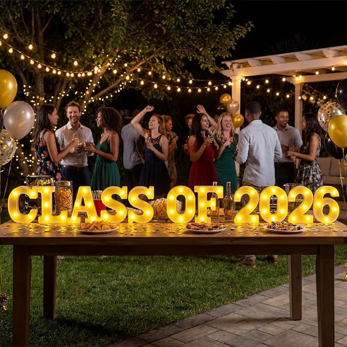 Honoson 11 Pcs Graduation Decorations Class of 2026 Lights up Sign Grad Party Table Decorations for 2026 Preschool High School College Table Centerpieces Decor Party Supplies