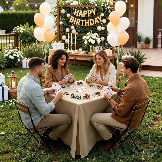 Shillance 1 Pack Khaki Square Tablecloth for 34x34 Inch Card Table Cover Waterproof Oil-Proof Spill-Proof Polyester Square Fitted Tablecloth for Wedding Parties Display Trade Show