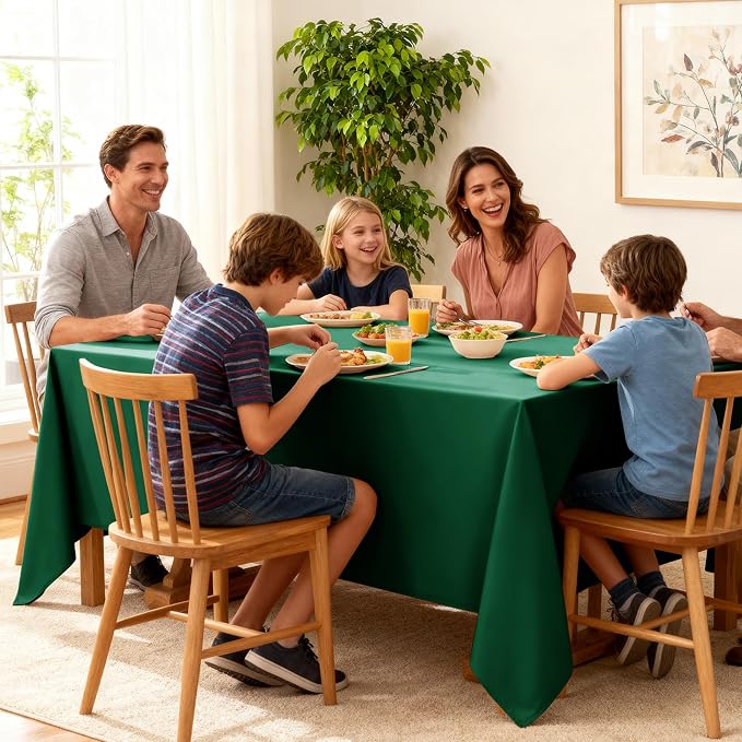 6-Pack Hunter Green Tablecloths for Square Tables, 70 x 70 Inches, Stain-Resistant Polyester Fabric for 3 Foot Tables - Washable Table Covers for Weddings, Banquets, Birthday Parties, Events