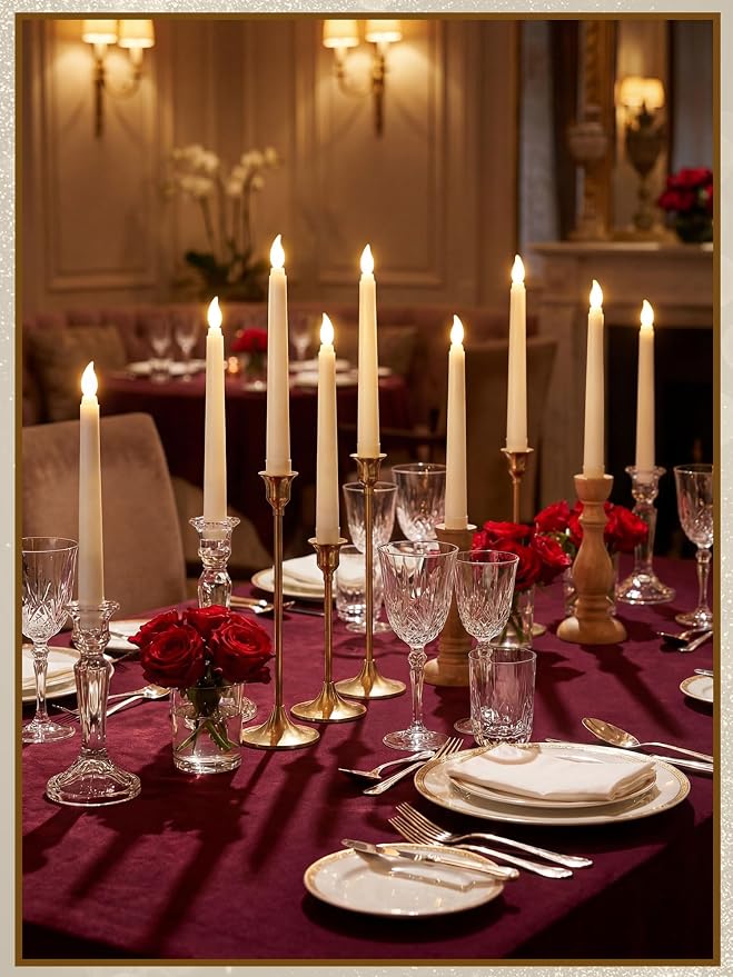 Funtery 48 Pcs Flameless LED Taper Candles Battery Operated Candles Bulk Realistic LED Candlesticks Flickering for Wedding Church Party Home Decor(Ivory,6 Inch,Novelty Style)