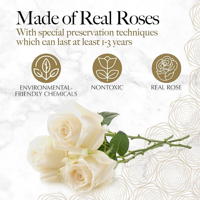 GLAMOUR BOUTIQUE 16 Flower Forever Heart Shape Box, Mothers Day Gift For Mom, Eternal Preserved Roses Gift for Her, Flowers bouquet, For Birthday, Anniversary, Girlfriend - White
