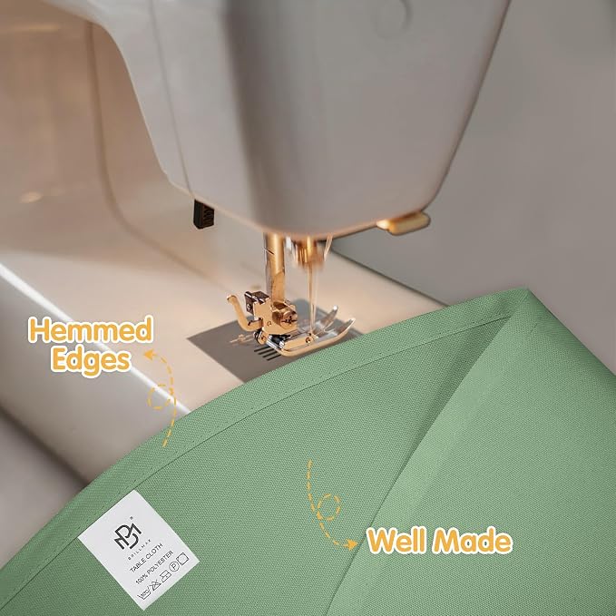 BRILLMAX 6 Pack Sage Green Round Tablecloths 90 Inch for 60” Tables - 150 GSM Polyester Fabric, 15" Standard Drop, Water, Stain & Wrinkle Resistant Cloth Cover for Wedding Reception Banquet Dining