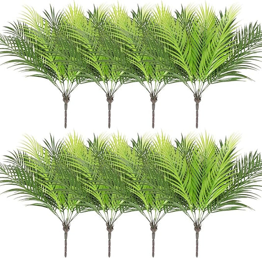 Giegxin Artificial Palm Plants Leaves Imitation Fake Palm Tree Leaves Decor Greenery Faux Tropical Faux Plants Fronds for Palms Sunday Garden Hawaiian Party Jungle Party Decor(8 Pieces)