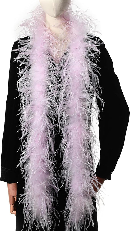 Soarer Purple Ostrich Feather Boas – 2yards 3ply Long Boas for Party, DIY Production, Clothing Decoration (Light Purple)