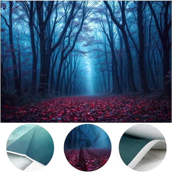 15x10ft Halloween Haunted Misty Forest Backdrop, Horror Creepy Dark Pathway Photograph Background, Spooky Foggy Woods for Halloween Witch Party Photo Backdrop Booth Decorations