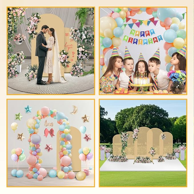 Metal Arch Balloon Arch Stand Set 4ft, Stand and Arch Cover with 100 Party Multi-Colored Balloons for Birthday, Wedding Ceremony, Bridal Baby Shower, Graduations, Garden Floral