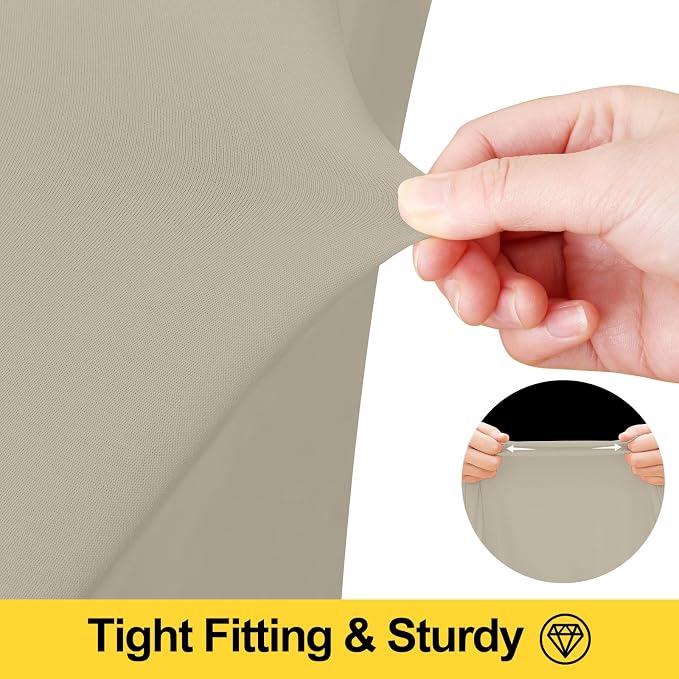 Smiry Round Spandex Tablecloth, Elastic Fitted Washable Tablecloths for 72 Round Tables, Waterpoof Stretch Table Cover Skirt for Outdoor, Wedding, Banquet & Parties, Taupe