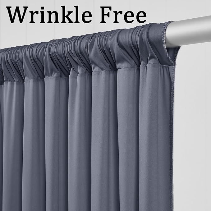 40ftx10ft Wrinkle Free Charcoal Backdrop Curtains for Parties, 8 Panels 5x10ft Silky Polyester Photo Backdrop Drapes for Wedding Birthday Photography Background Backdrop Stand