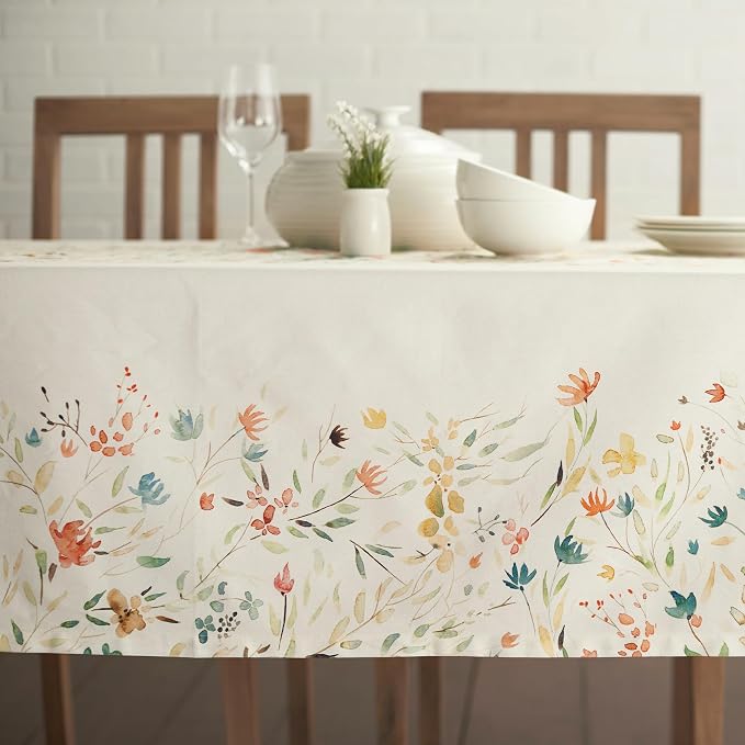 Maison d' Hermine Table Cloth Rectangle Table 100% Cotton 70 x 108 Inches Tablecloth Reusable Decorative for Dining Kitchen Room Farmhouse Party Home Hotel Restaurant Spring Summer - Colmar