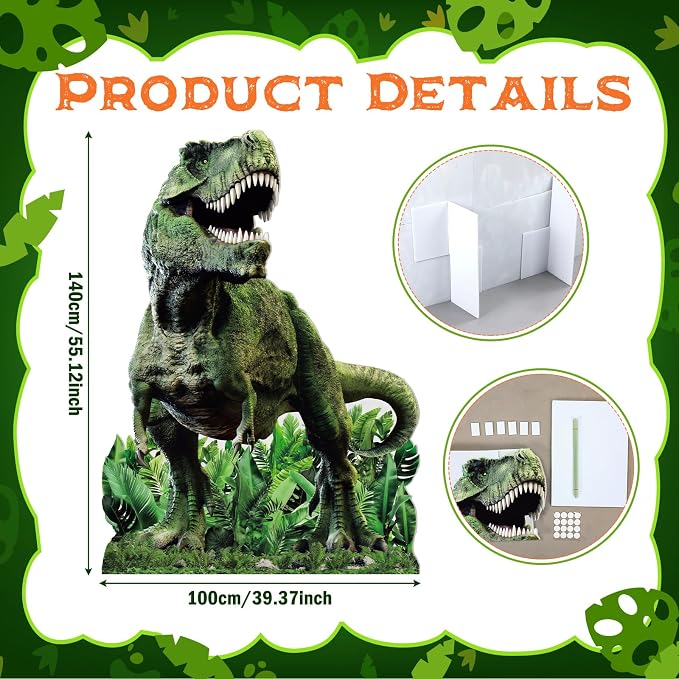 Cinnvoice 4.59 ft Dinosaur Cardboard Cutout Jurassic Large Standup Cutout Party Decoration Dinosaur Photo Backdrop Prop for Animals Jurassic Theme Birthday Party Supplies