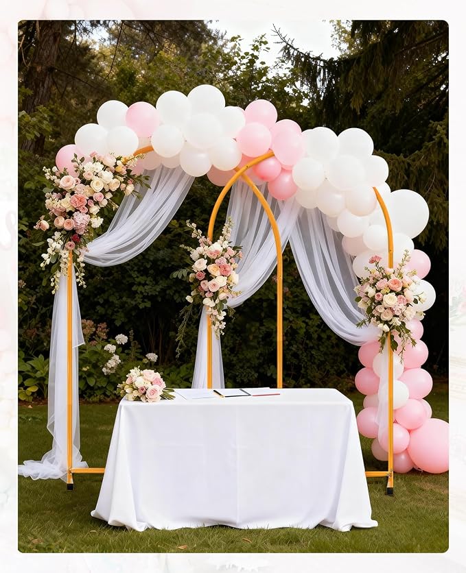 Metal Arch Backdrop Stand, 7.2FT+6FT Wedding Arch Frame, Gold Balloon Arch Backdrop Stand, 2 Pack Balloon Arch Stand for Wedding Birthday Party Baby Shower Graduation Decoration