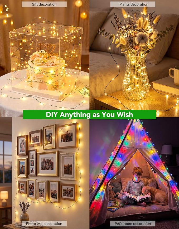 132FT Color Changing LED Fairy Lights Plug in with Remote - 400LED 35 Colors Waterproof Green Wire Christmas String Lights Outdoor & Indoor for Party Trees Yard Decorations
