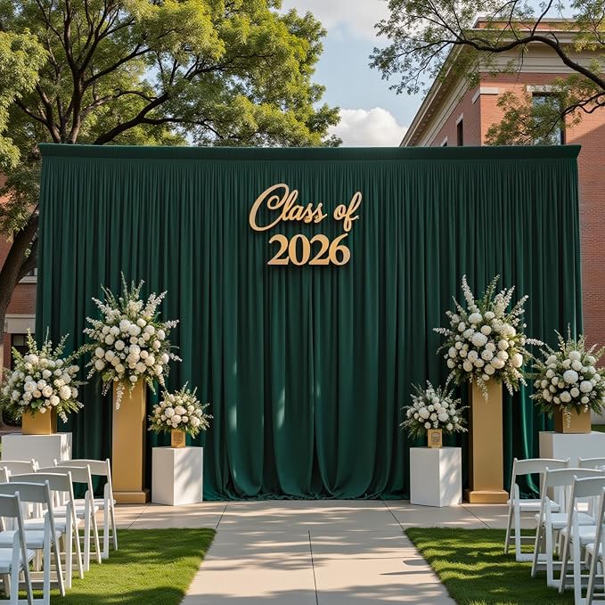 Gallety 10FT x 10F Blackish Green Backdrop Curtain for Party, Polyester Wedding Backdrop Drapes,Photo Background Curtain for Natural Themed Banquets,Photography,Graduation Decor