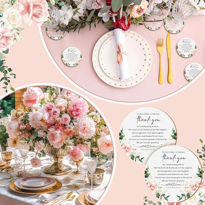 Hushee 200 Pcs Wedding Favors for Guests Floral Cork Coasters Bulk Bridal Shower Thank You Gifts Natural Wood Coaster Wedding Welcome Bag Stuffers Floral Bridal Shower Favors Souvenirs Party Supplies