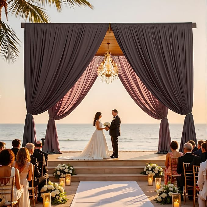 20ftx12ft Brown Backdrop Curtains for Wedding-Wrinkle Free Backdrops Curtain Drapes Fabric Decorations Photo Back Drop Cloth for Baby Shower Photography Stage Reception 4Panels 12ft(H) x 5ft(W)
