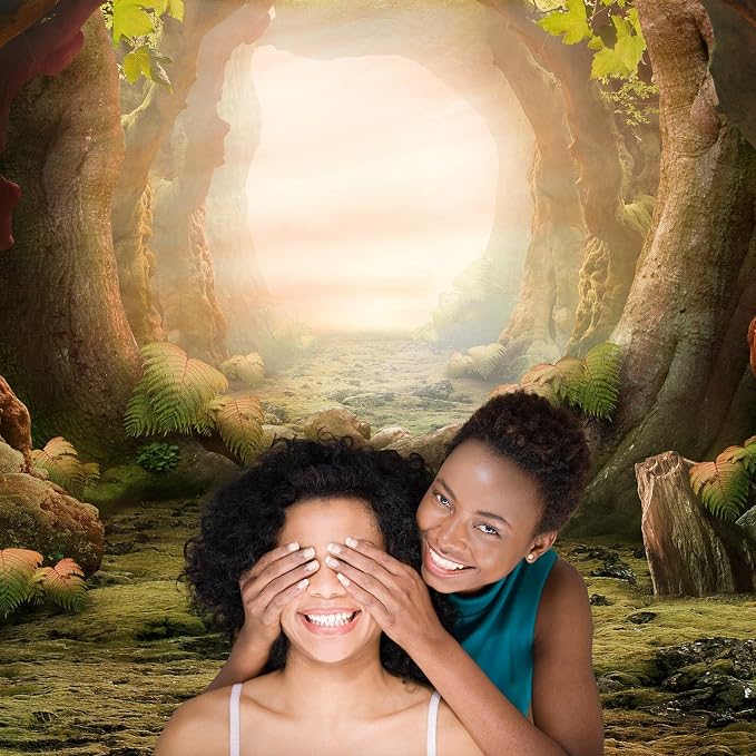 Fairy Forest Backdrop Mystical Fantasy Jungle Rainforest Landscape Photography Background Rugged Path Lush Moss Foggy Forest Large Tree Wallpaper Backdrop Portrait Video Props Vinyl 10x6.5ft