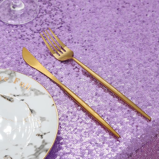 B-COOL Lilac Sparkle Tablecloth Wedding Glitter Tablecloths Table Decorations 50x80Inch Wedding Tablecloths Cake Table Party Cloth for Anniversaries Any Festival