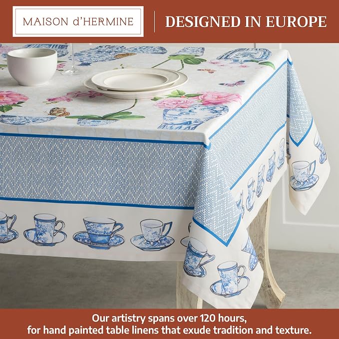 Maison d' Hermine Table Cloth Square Table 100% Cotton 60 x 60 Inches Tablecloth Reusable Decorative for Dining Kitchen Room Farmhouse Party Home Hotel Restaurant Spring Summer - Canton