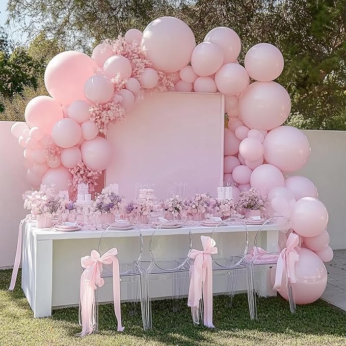 Pastel Light Pink Balloons, 98PCS Double Stuffed Pink Balloon Garland Arch Kit, 18/12/10/5 Inch Different Sizes for Birthday Baby Shower Birthday Gender Reveal Bridal Party Decorations