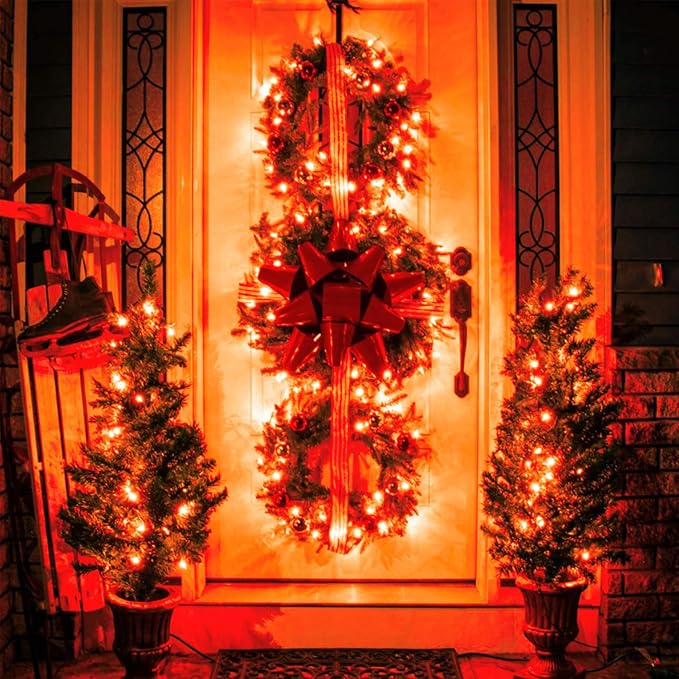 JMEXSUSS 250 LED Orange and Purple Christmas String Lights Indoor Outdoor Waterproof for Garden Patio Party Halloween Christmas Decorations (Pack of 2)