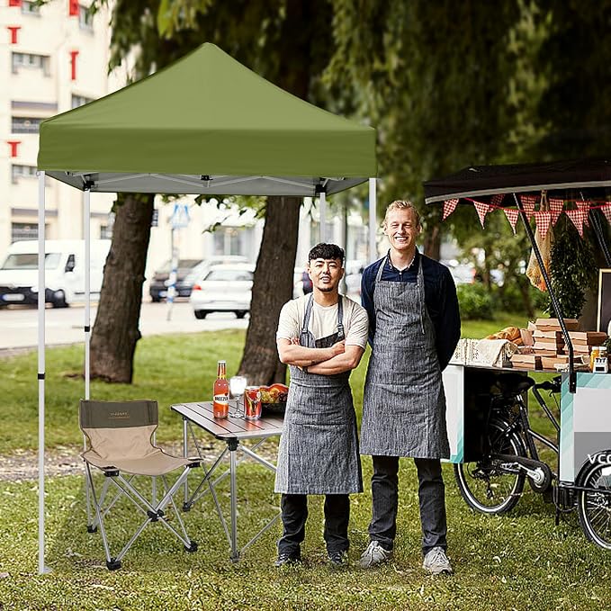 5x5 Pop Up Canopy Tent, Instant Portable Beach Canopy, Outdoor Tent with Carry Bag for Camping, Sports, Tailgating, Events, Grass Green