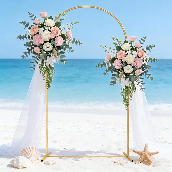 6FT Metal Arch Backdrop Stand, Wedding Arch Frame for Parties, Birthday, Baby Shower, Graduation, Wedding, Bridal Shower, Arch Decoration of Garden, Floral, Balloon (6FT)
