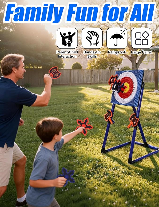 Stiatu Axe Throwing Game for Backyard,Portable Bristle Target Set with 4 Axes & 4 Darts,Axe Throwing Game Indoor Outdoor Game for Adults & Kids, Carnival Yard Games Family Party