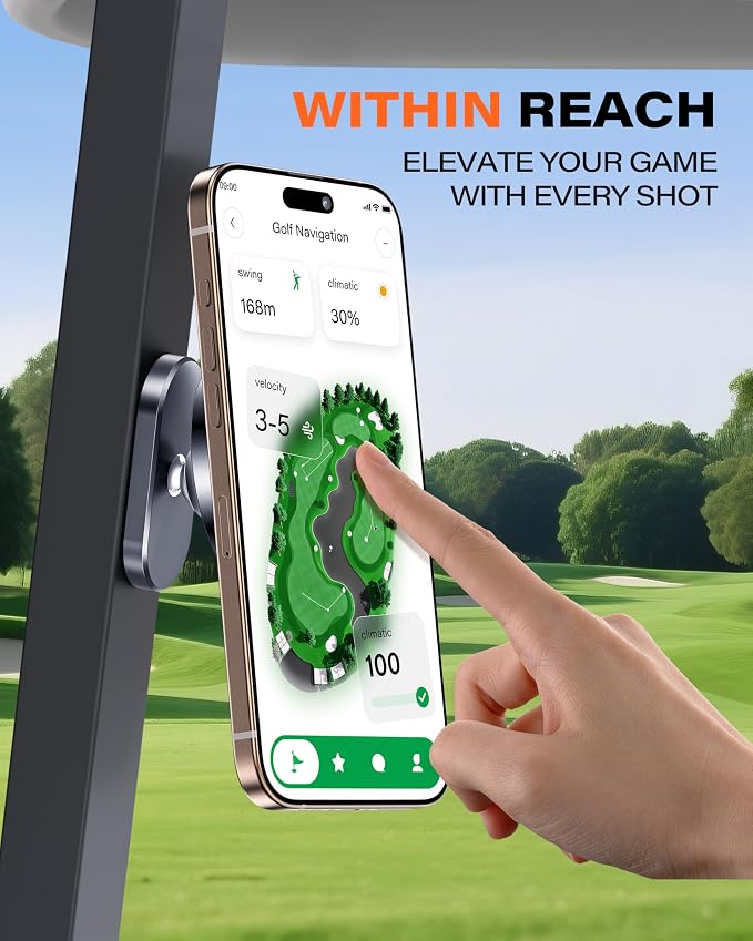 A2C Alloy Magnetic Golf Cart Phone Holder for MagSafe iPhone Golf Gifts Men | Unique Golf Gift for Golfers Dad Him Father Husband Ladies, Golf Accessories Essentials Gadgets Fits EZGO, Club Car, Yamaha