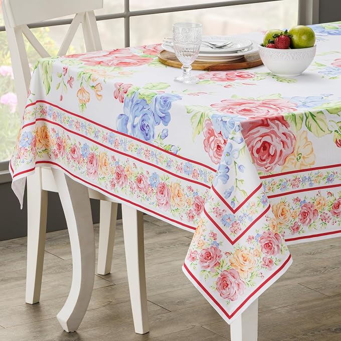 Maison d' Hermine Table Cloth Rectangle Table 100% Cotton 60 x 108 Inches Tablecloth Reusable Decorative for Dining Kitchen Room Farmhouse Party Home Hotel Restaurant Spring Summer - Vintage Floral