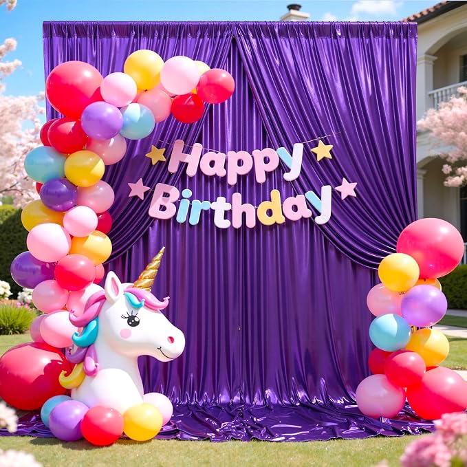 20x10 ft Wrinkle Free Purple Sequin Backdrop Curtain for Parties,Thick Not Fall-Off Glitter Backdrop Drapes,4 Panels 5x10ft Shimmer Photo Back Drop Cloth for Wedding Birthday Photography Background