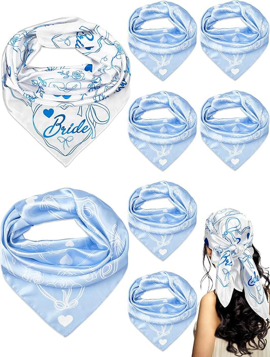 8 Pack Bride Bandanas Light Blue Head Scarf Last Rodeo Bachelorette Party Supplies Pink Bandanas Maid of Honor Gift