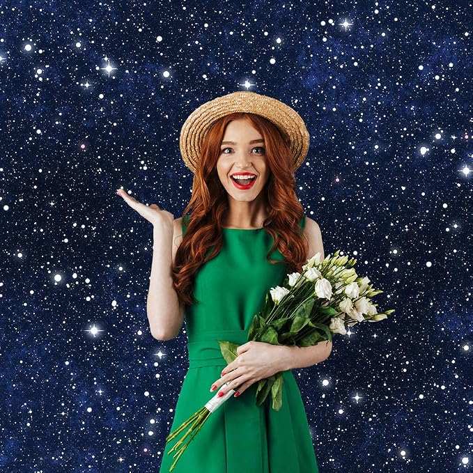6x9ft Star Filled Night Sky Backdrop Twinkle Star Universe Space Theme Birthday Party Banner Baby Shower Wedding Video Photography Background Photo Studio Props Supplies PGT621B