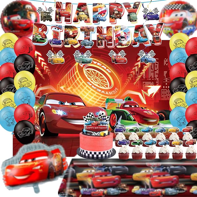 53 PCS Party Decorations Include Happy Birthday Banner, Balloons, Backdrop, Tablecloth, Toppers for Adult Theme Birthday Party Supplies