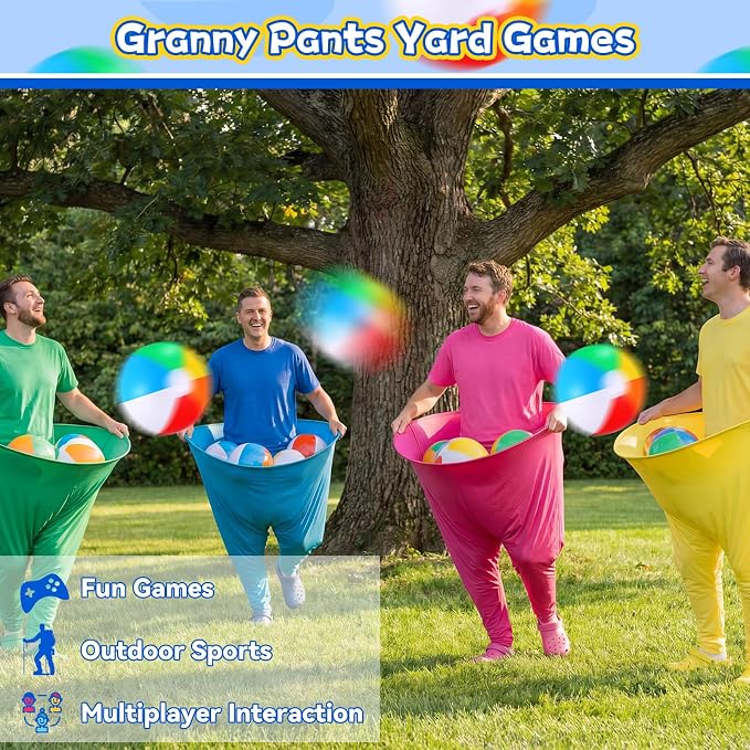 Granny Pants Yard Game Set, Granny Pants Family Outdoor Party Games, Oversized Pants with Bouncy Balls and Electric Air Pump, Outdoor Tossing Games for Adult Yard Game Birthday Party Family Reunion