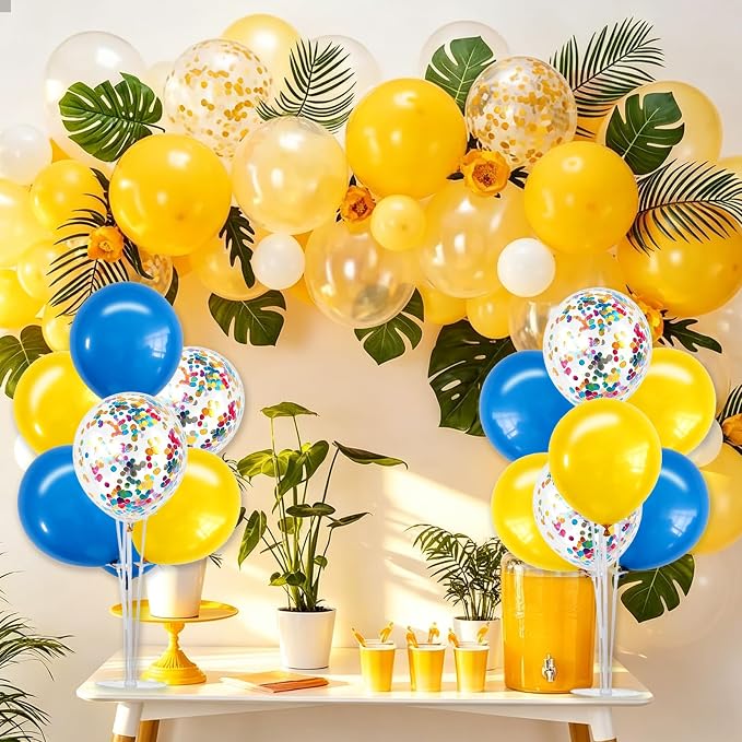 TONIFUL 4 Set Yellow Blue Balloon Centerpieces for Table,Balloon Stand Kit for Kid Party Decor,Birthday Decorations Anniversary Graduation Decorations 2026 Baby's Birthday