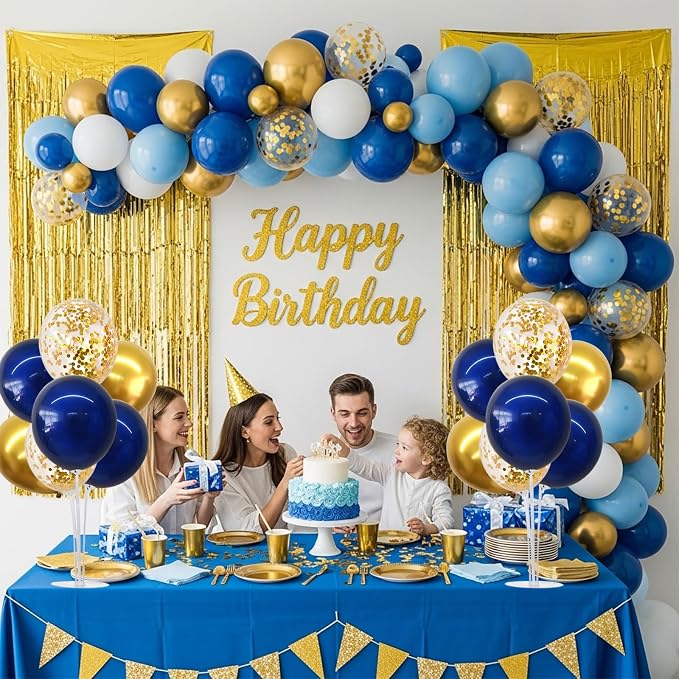 TONIFUL 4 Set Navy Blue Gold Balloons Stand Kit for Graduation Decorations 2026,Balloon Centerpieces for Table Prom,Retirement,Class of 2026 Party Decorations,Homecoming,Birthday Decoration