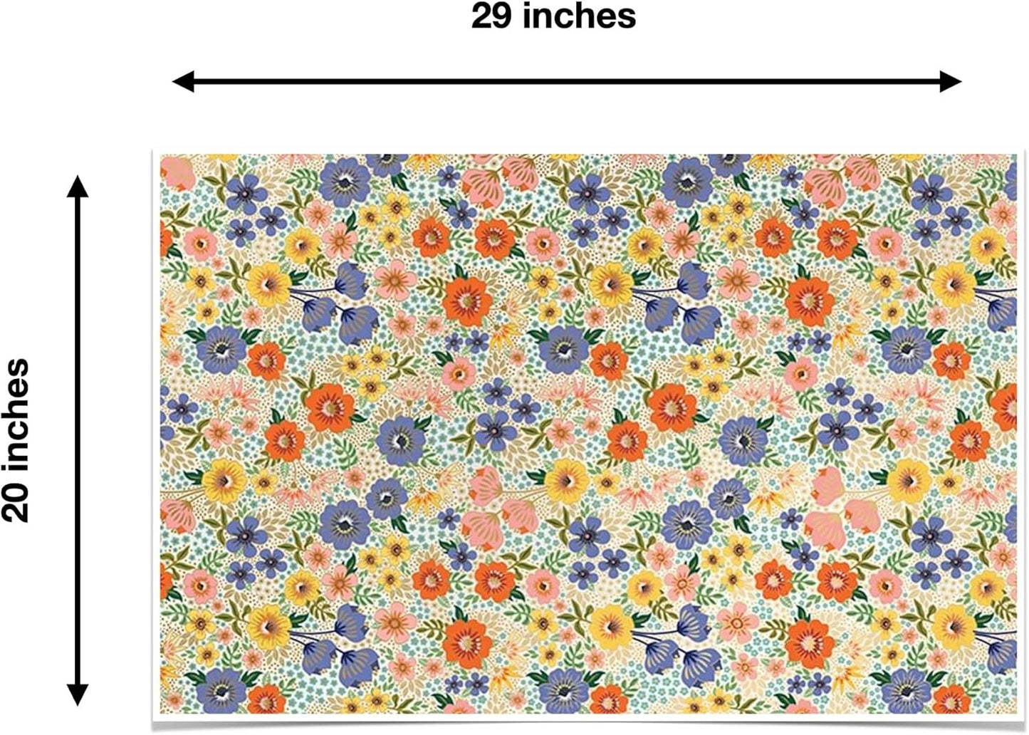 Colors of Rainbow – 12 Sheets - 20 inch X 29 inch - Italian Print Gift Tissue Paper for Decoupage Basket Bag Party Crafts (Golden Floral)