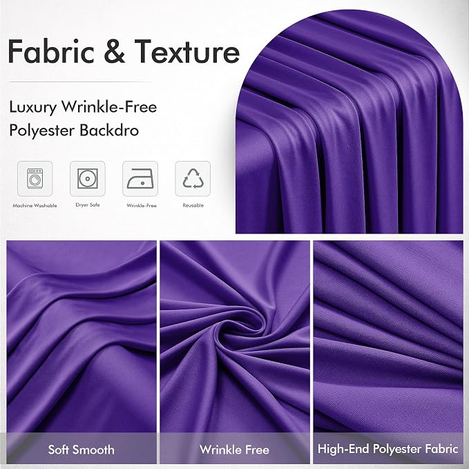 20ftx12ft Wrinkle Free Purple Backdrop Curtain,4 Panels 12FT Height Wedding Backdrop Drapes,Silky Polyester Back Drop Cloth for Birthday Photography Background Party Backdrop Draping