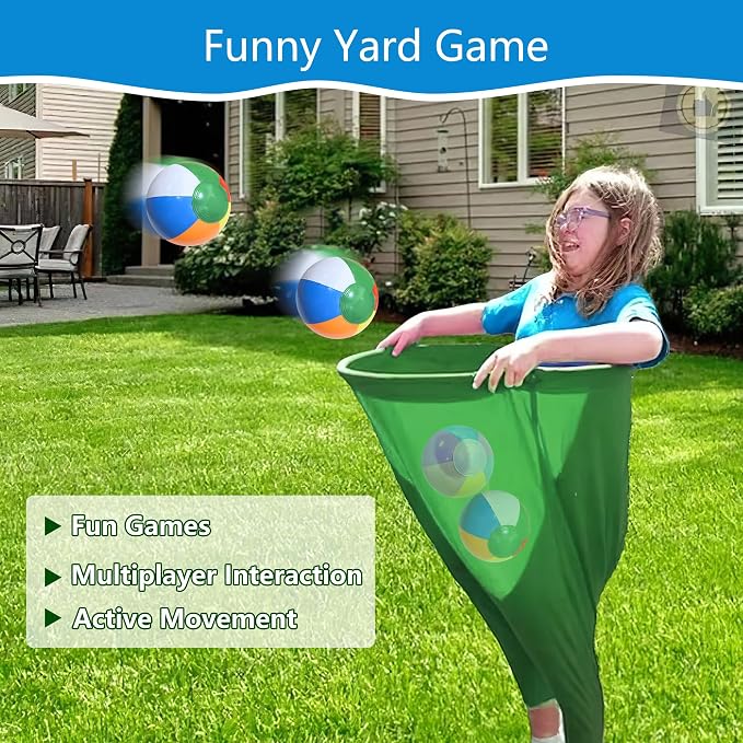 4 Pcs Granny Pants Yard Game Sets - Outdoor Party Game for Adults with 20 Bouncy Balls & 2 Cones, Giant Stretchy Pants Outdoor Toss Game Set for Backyard, Family Reunion & Field Day Fun