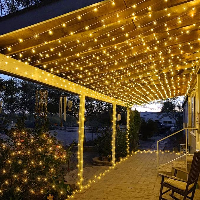 800 LED Christmas Lights Outdoor, 262FT String Lights Indoor 8 Modes Clear Wire, Plug in Twinkle Fairy Lights for Outside Bedroom Wedding Xmas Tree Party Decorations, Warm White