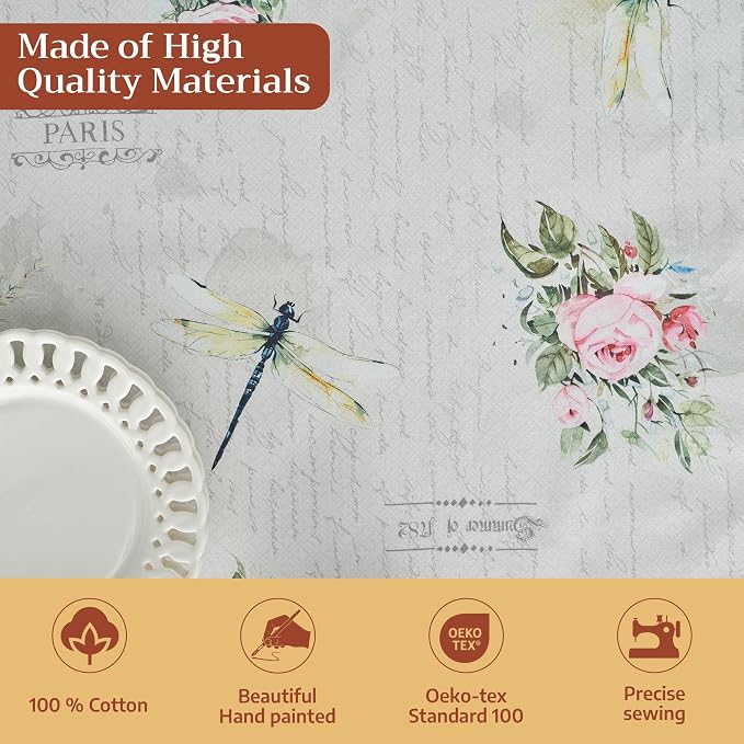 Maison d' Hermine Table Cloth Rectangle Table 100% Cotton 60 x 108 Inches Tablecloth Reusable Decorative for Dining Kitchen Room Farmhouse Party Home Hotel Restaurant Spring Summer - Champ De Mars