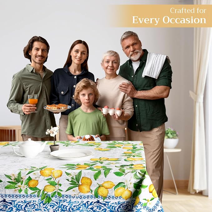 Maison d' Hermine Table Cloth Rectangle Table 100% Cotton 70 x 120 Inches Tablecloth Reusable Decorative for Dining Kitchen Room Farmhouse Party Home Hotel Restaurant Spring Summer - Cedrat