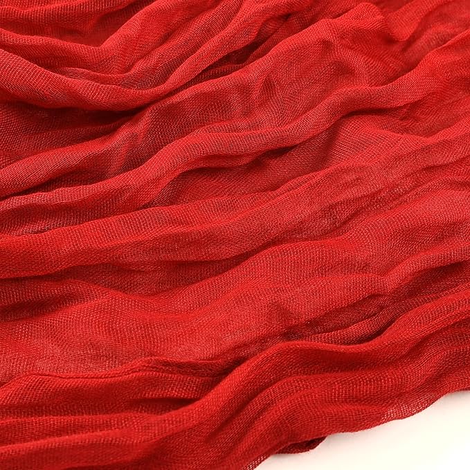 16 Pack Red Cheesecloth Table Runner 10ft Boho Gauze Fabric 120 Inch Cheese Cloth Table Runner Rustic Sheer for Holiday Baby Shower Party Décor Home Wedding Decoration
