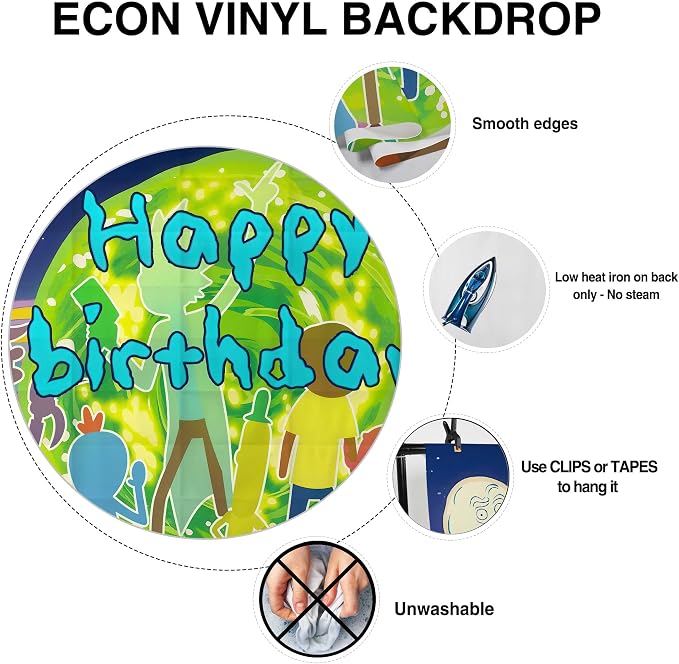 Allenjoy Cartoon Fantasy Space Adventure Birthday Party Supplies Sets - 1pc 59" x 35" Backdrop, 2pcs Paper Headwear, 8pcs Photo Booth Props