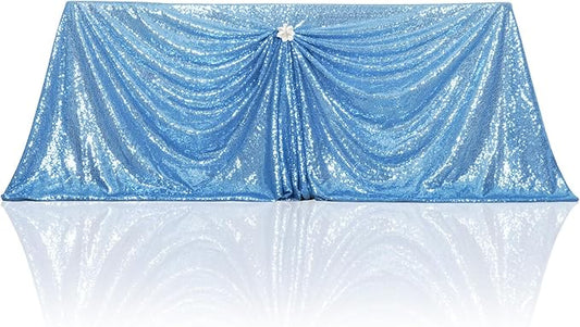 PartyDelight Sequin Tablecloth Baby Blue 90"x132" Table Cloth for Wedding Dinning Table Rectangular