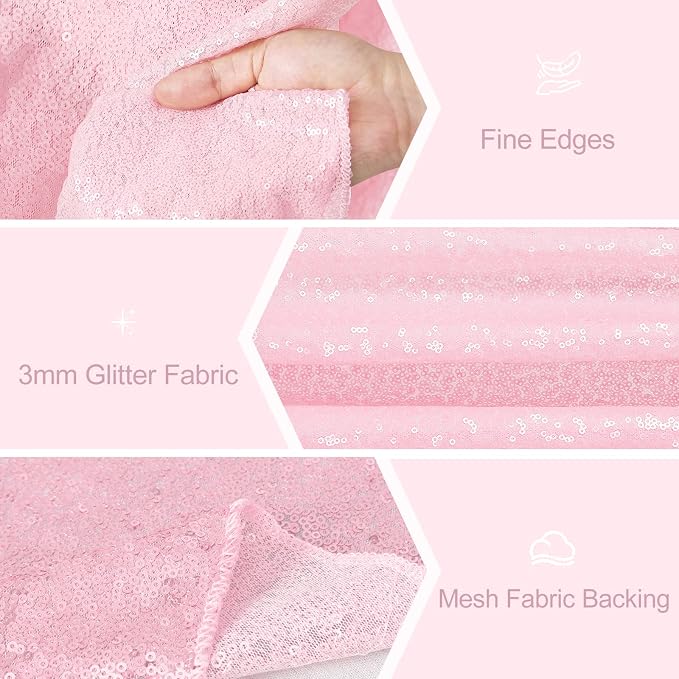 Sequin Table Runners 5 Pieces Pink Table Runners 12x72 Inch Glitter Dining Table Cover for Party Wedding Birthday Reception Banquet Decoration Spring Valentine Party Chair Sashes