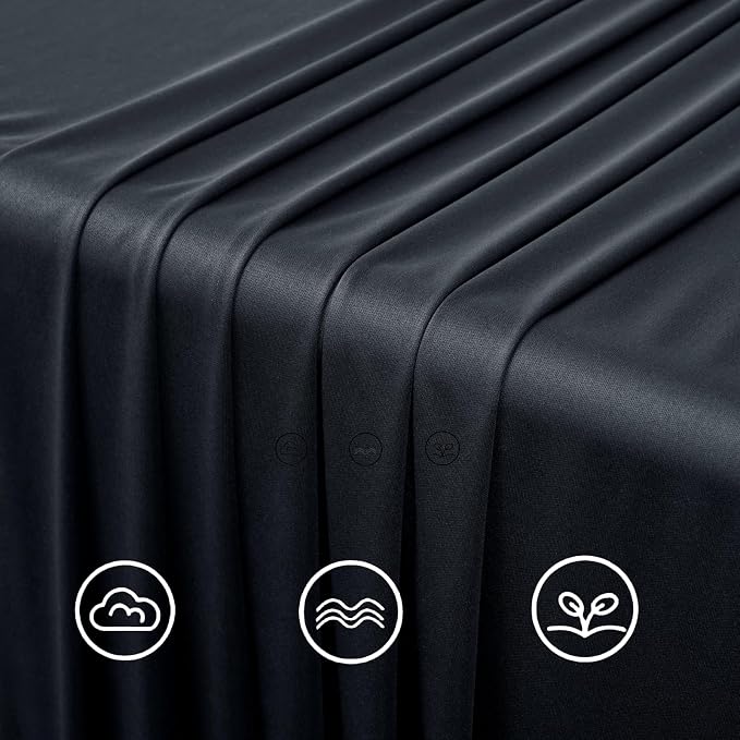 60ftx12ft Black Wrinkle-Free Wedding Backdrop Curtain -Silky Washable Black Polyester Drapes for Baby Showers, Birthday Parties, Photography, and Wedding Receptions-12 Panels 5FTx12FT