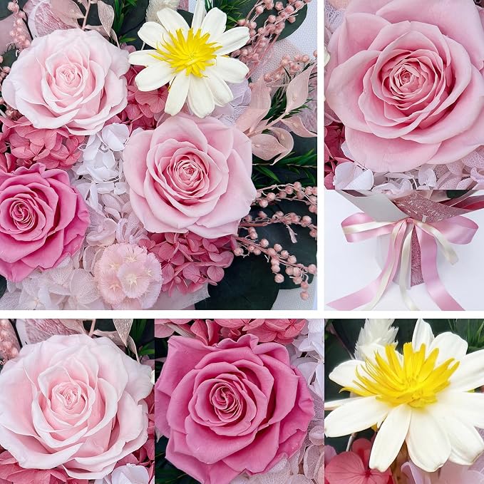 Forever Flower Gifts for Her: Romantic Flowers for Graduation-Daughter Girlfriend Wife Mom Grandma-Preserved Rose Bouquets-Flowers for Delivery Prime on Birthday Anniversary Valentines (pink)
